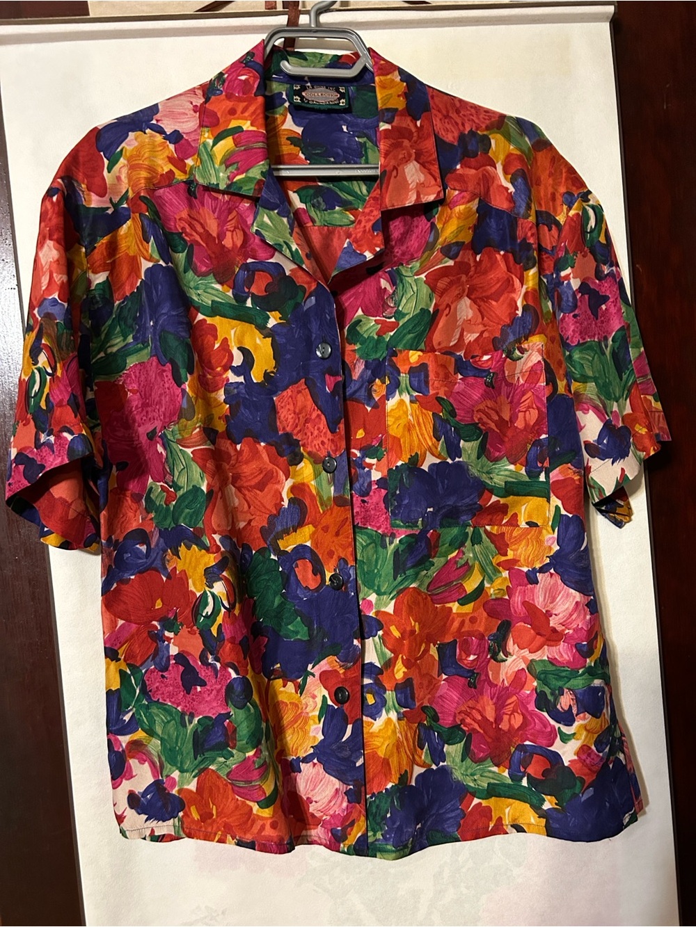Multicolor Floral Short-Sleeve Button Front Blouse